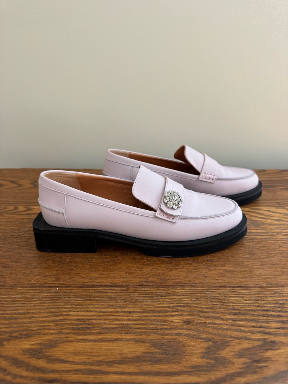 GANNI Light Lavender Leather Loafers